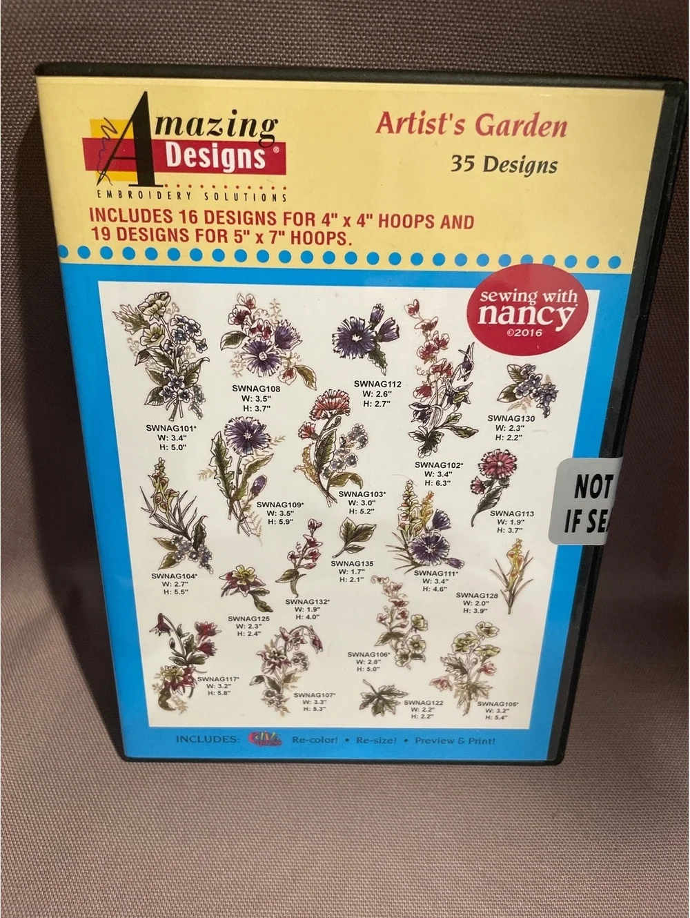 Amazing Designs Artist’s Garden ADL-51 Embroidery Designs CD 35 Floral NWT New